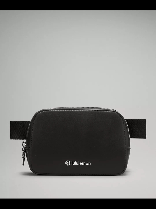 lululemon athletica Handbags - lululemon Black Leather Alternative Belt Bag 1L Silver Hardware NWT Dustbag